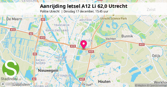 Aanrijding letsel A12 Li 62,0 Utrecht