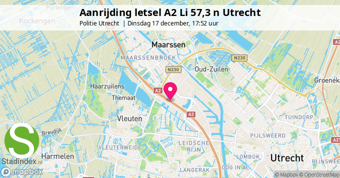 Aanrijding letsel A2 Li 57,3 n Utrecht