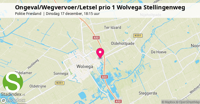 Ongeval/Wegvervoer/Letsel prio 1 Wolvega Stellingenweg