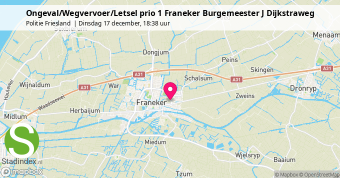 Ongeval/Wegvervoer/Letsel prio 1 Franeker Burgemeester J Dijkstraweg