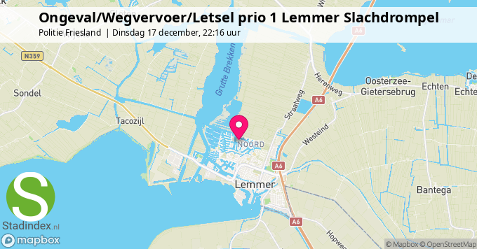 Ongeval/Wegvervoer/Letsel prio 1 Lemmer Slachdrompel