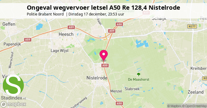 Ongeval wegvervoer letsel A50 Re 128,4 Nistelrode