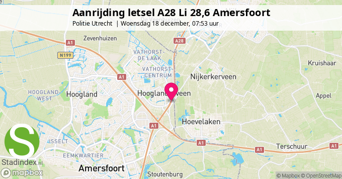 Aanrijding letsel A28 Li 28,6 Amersfoort