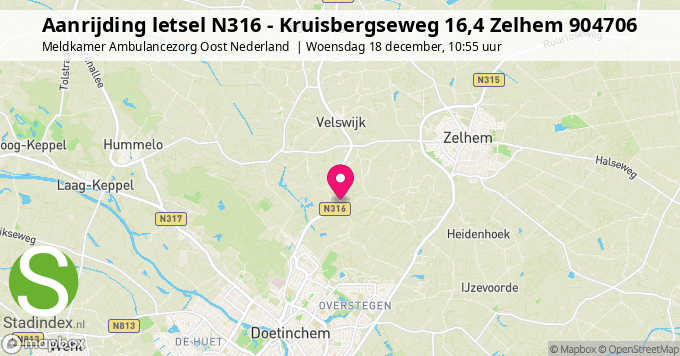 Aanrijding letsel N316 - Kruisbergseweg 16,4 Zelhem 904706