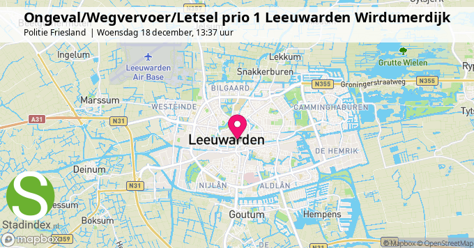 Ongeval/Wegvervoer/Letsel prio 1 Leeuwarden Wirdumerdijk