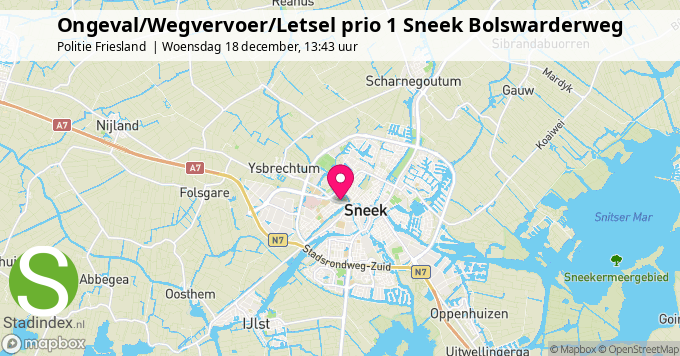 Ongeval/Wegvervoer/Letsel prio 1 Sneek Bolswarderweg