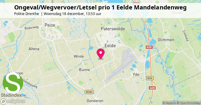 Ongeval/Wegvervoer/Letsel prio 1 Eelde Mandelandenweg