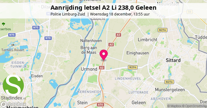 Aanrijding letsel A2 Li 238,0 Geleen