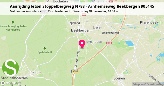 Aanrijding letsel Stoppelbergweg N788 - Arnhemseweg Beekbergen 905145