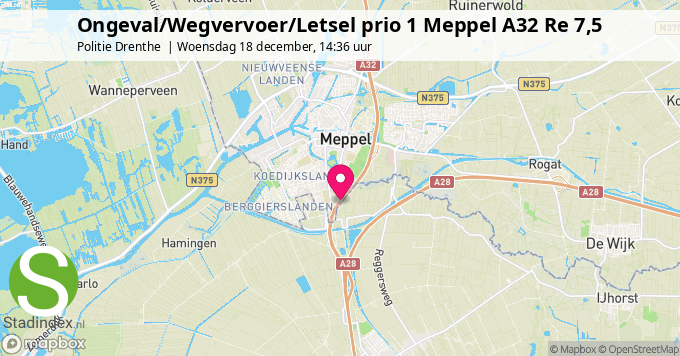 Ongeval/Wegvervoer/Letsel prio 1 Meppel A32 Re 7,5