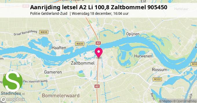 Aanrijding letsel A2 Li 100,8 Zaltbommel 905450