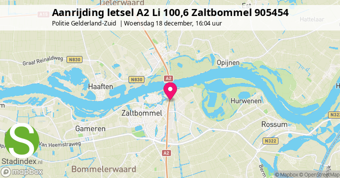 Aanrijding letsel A2 Li 100,6 Zaltbommel 905454