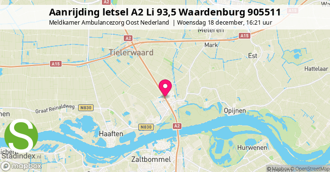 Aanrijding letsel A2 Li 93,5 Waardenburg 905511