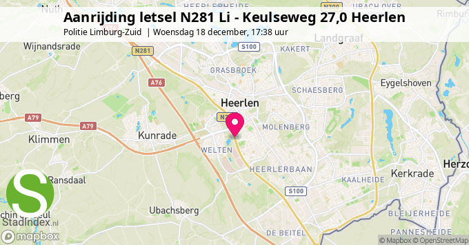 Aanrijding letsel N281 Li - Keulseweg 27,0 Heerlen