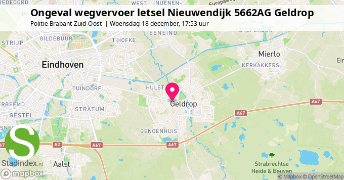 Ongeval wegvervoer letsel Nieuwendijk 5662AG Geldrop