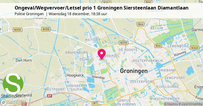 Ongeval/Wegvervoer/Letsel prio 1 Groningen Siersteenlaan Diamantlaan