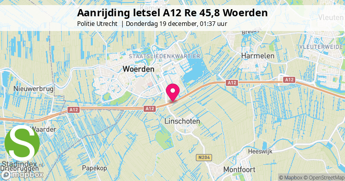 Aanrijding letsel A12 Re 45,8 Woerden