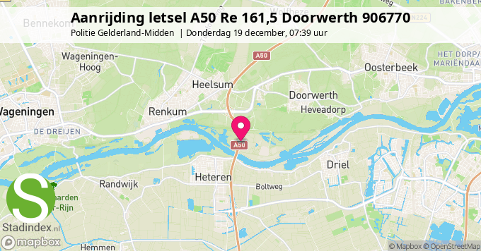 Aanrijding letsel A50 Re 161,5 Doorwerth 906770