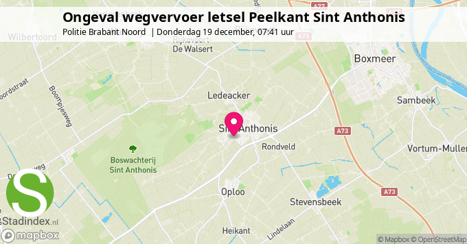 Ongeval wegvervoer letsel Peelkant Sint Anthonis