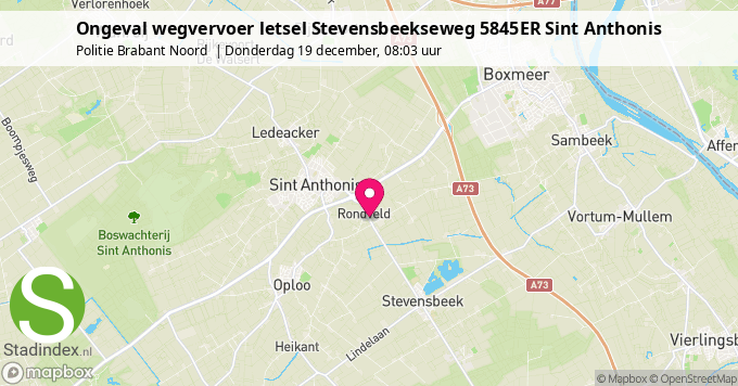 Ongeval wegvervoer letsel Stevensbeekseweg 5845ER Sint Anthonis