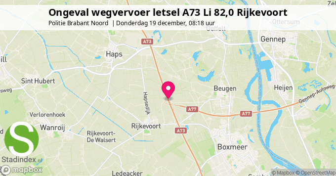 Ongeval wegvervoer letsel A73 Li 82,0 Rijkevoort