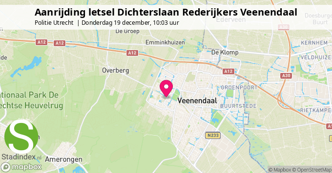 Aanrijding letsel Dichterslaan Rederijkers Veenendaal