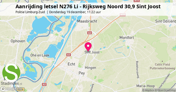 Aanrijding letsel N276 Li - Rijksweg Noord 30,9 Sint Joost