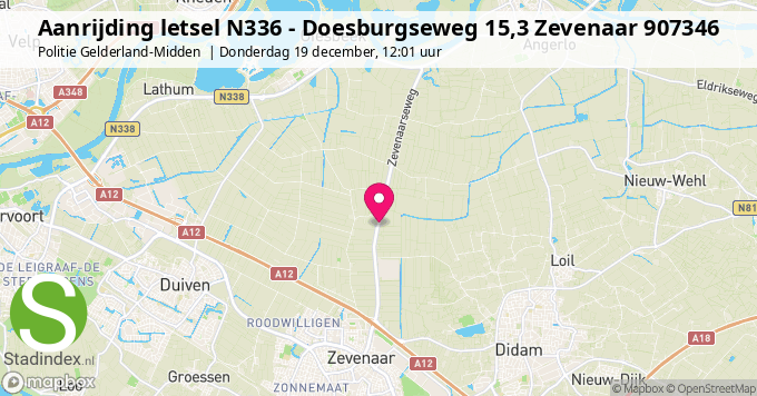 Aanrijding letsel N336 - Doesburgseweg 15,3 Zevenaar 907346