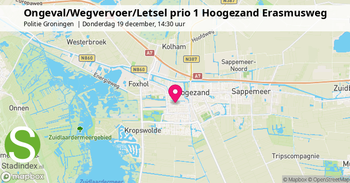 Ongeval/Wegvervoer/Letsel prio 1 Hoogezand Erasmusweg