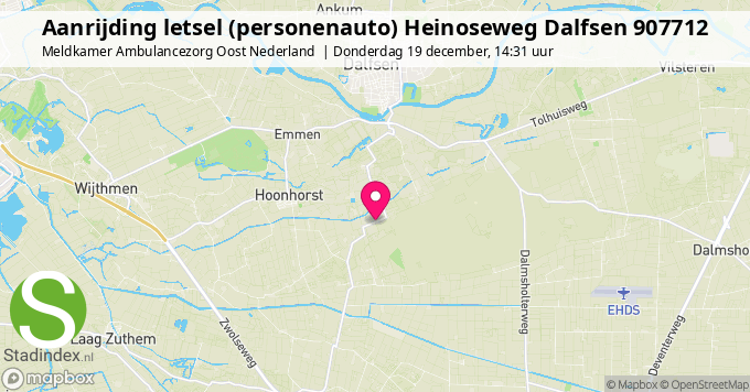 Aanrijding letsel (personenauto) Heinoseweg Dalfsen 907712