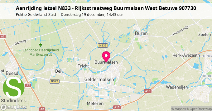 Aanrijding letsel N833 - Rijksstraatweg Buurmalsen West Betuwe 907730