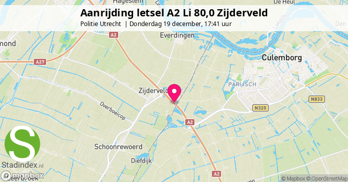 Aanrijding letsel A2 Li 80,0 Zijderveld