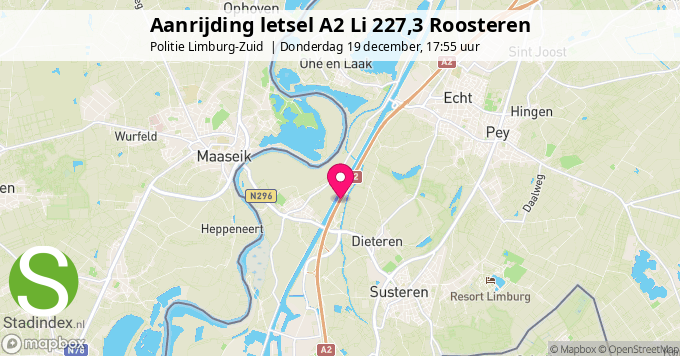 Aanrijding letsel A2 Li 227,3 Roosteren