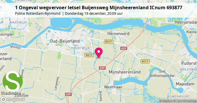 1 Ongeval wegvervoer letsel Buijensweg Mijnsheerenland ICnum 693877