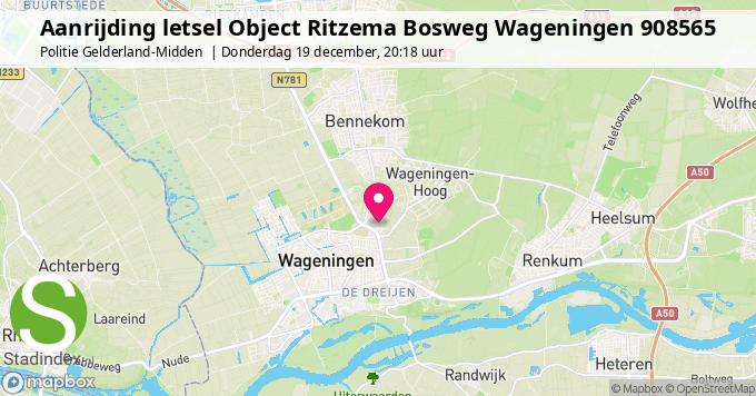 Aanrijding letsel Object Ritzema Bosweg Wageningen 908565