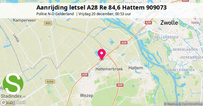 Aanrijding letsel A28 Re 84,6 Hattem 909073