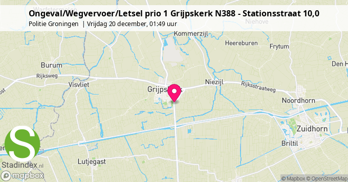 Ongeval/Wegvervoer/Letsel prio 1 Grijpskerk N388 - Stationsstraat 10,0