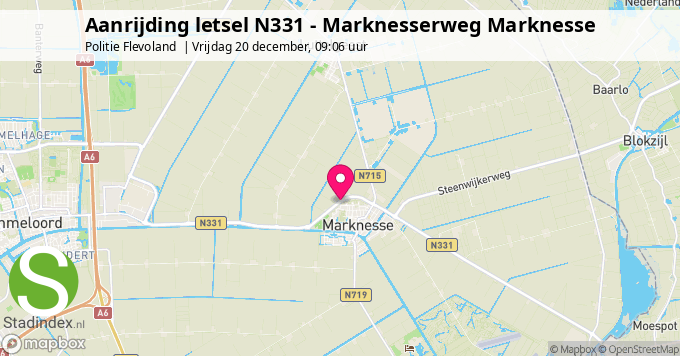 Aanrijding letsel N331 - Marknesserweg Marknesse