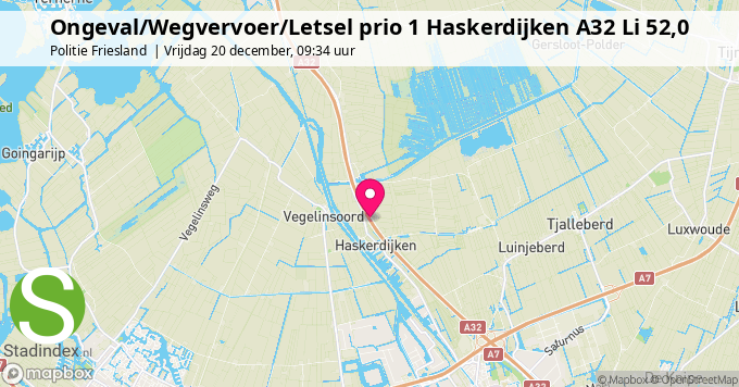 Ongeval/Wegvervoer/Letsel prio 1 Haskerdijken A32 Li 52,0