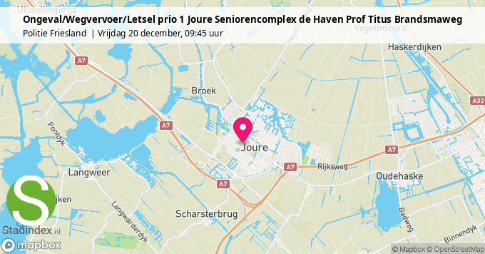 Ongeval/Wegvervoer/Letsel prio 1 Joure Seniorencomplex de Haven Prof Titus Brandsmaweg