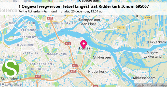 1 Ongeval wegvervoer letsel Lingestraat Ridderkerk ICnum 695067