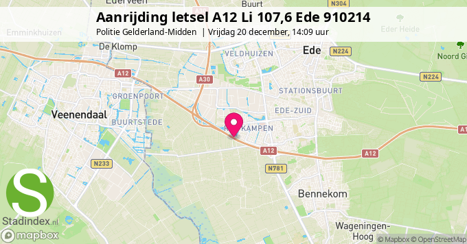 Aanrijding letsel A12 Li 107,6 Ede 910214