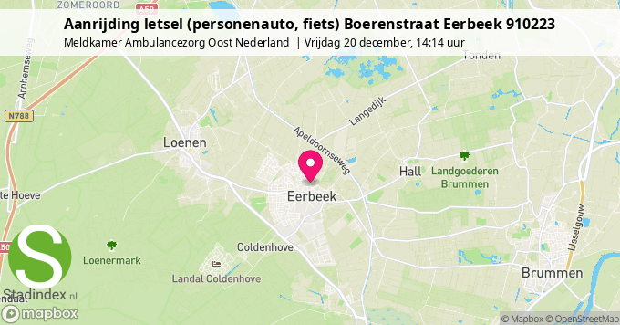 Aanrijding letsel (personenauto, fiets) Boerenstraat Eerbeek 910223