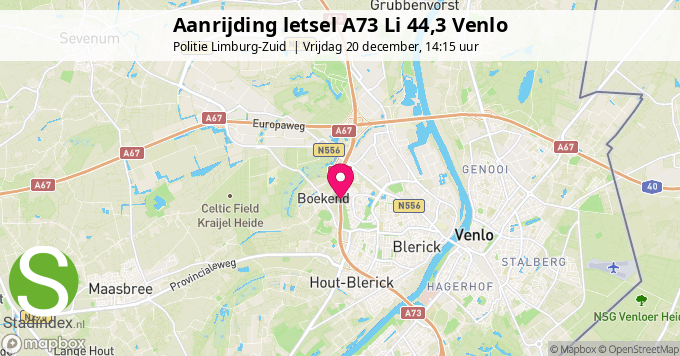 Aanrijding letsel A73 Li 44,3 Venlo