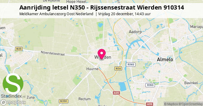 Aanrijding letsel N350 - Rijssensestraat Wierden 910314