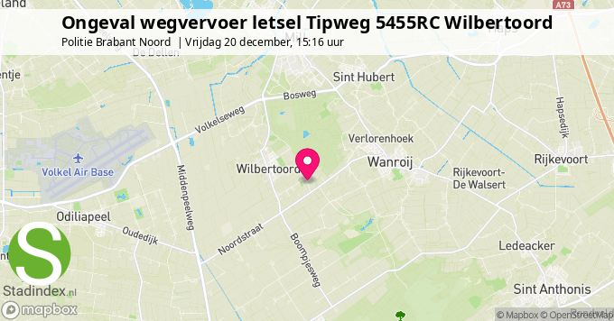 Ongeval wegvervoer letsel Tipweg 5455RC Wilbertoord