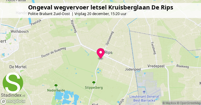 Ongeval wegvervoer letsel Kruisberglaan De Rips