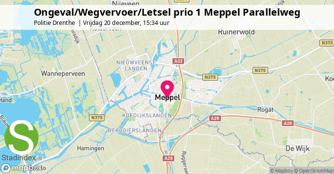 Ongeval/Wegvervoer/Letsel prio 1 Meppel Parallelweg