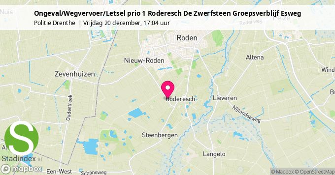 Ongeval/Wegvervoer/Letsel prio 1 Roderesch De Zwerfsteen Groepsverblijf Esweg