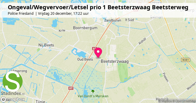 Ongeval/Wegvervoer/Letsel prio 1 Beetsterzwaag Beetsterweg